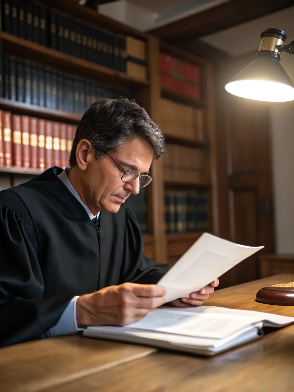 A stack of neatly organized law books, study materials, and printed case law notes on a desk, symbolizing comprehensive resources for students on the JudiSure website.